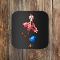 Cool Bowling Flamingo  Funny Shorebirds Lover Player Gift Coaster