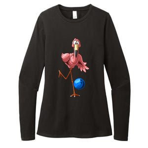 Cool Bowling Flamingo  Funny Shorebirds Lover Player Gift Womens CVC Long Sleeve Shirt