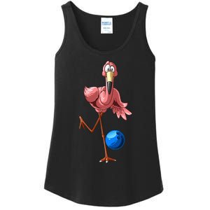 Cool Bowling Flamingo  Funny Shorebirds Lover Player Gift Ladies Essential Tank