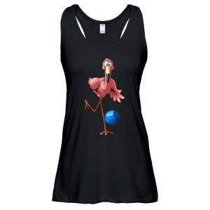 Cool Bowling Flamingo  Funny Shorebirds Lover Player Gift Ladies Essential Flowy Tank