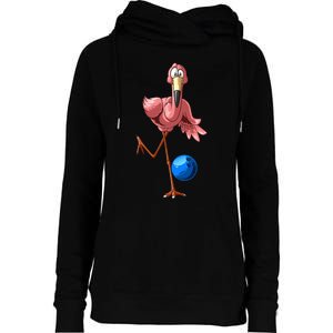 Cool Bowling Flamingo  Funny Shorebirds Lover Player Gift Womens Funnel Neck Pullover Hood