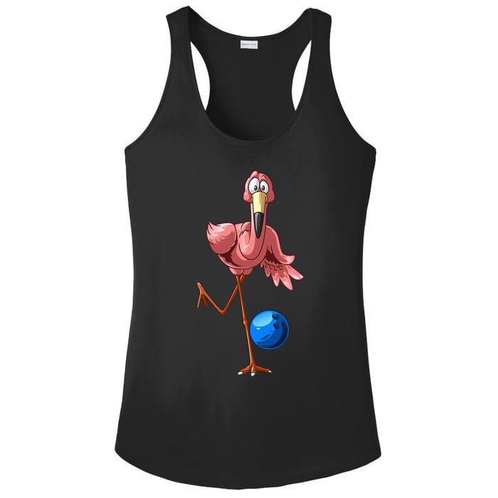 Cool Bowling Flamingo  Funny Shorebirds Lover Player Gift Ladies PosiCharge Competitor Racerback Tank