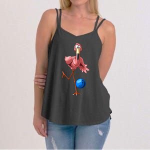 Cool Bowling Flamingo  Funny Shorebirds Lover Player Gift Women's Strappy Tank