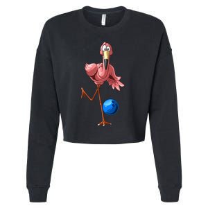 Cool Bowling Flamingo  Funny Shorebirds Lover Player Gift Cropped Pullover Crew