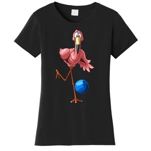 Cool Bowling Flamingo  Funny Shorebirds Lover Player Gift Women's T-Shirt