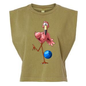 Cool Bowling Flamingo  Funny Shorebirds Lover Player Gift Garment-Dyed Women's Muscle Tee