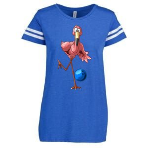 Cool Bowling Flamingo  Funny Shorebirds Lover Player Gift Enza Ladies Jersey Football T-Shirt