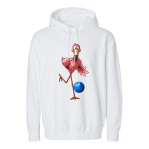 Cool Bowling Flamingo  Funny Shorebirds Lover Player Gift Garment-Dyed Fleece Hoodie