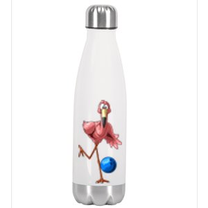 Cool Bowling Flamingo  Funny Shorebirds Lover Player Gift Stainless Steel Insulated Water Bottle