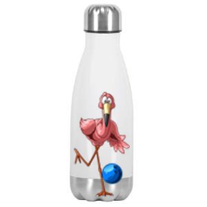 Cool Bowling Flamingo  Funny Shorebirds Lover Player Gift Stainless Steel Insulated Water Bottle