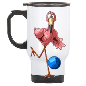 Cool Bowling Flamingo  Funny Shorebirds Lover Player Gift Stainless Steel Travel Mug