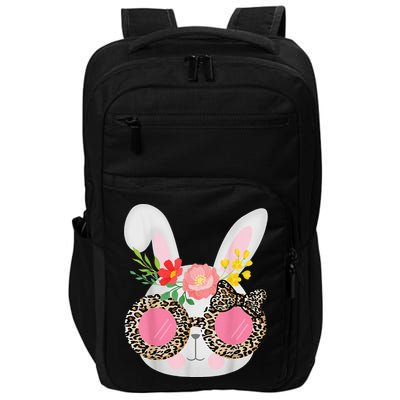 Cute Bunny Face Leopard Glasses Easter Impact Tech Backpack