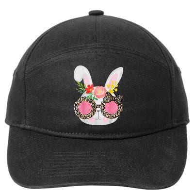 Cute Bunny Face Leopard Glasses Easter 7-Panel Snapback Hat