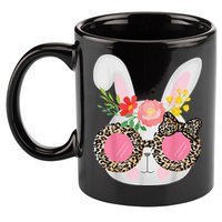 Cute Bunny Face Leopard Glasses Easter 11oz C Handle Ceramic Mug
