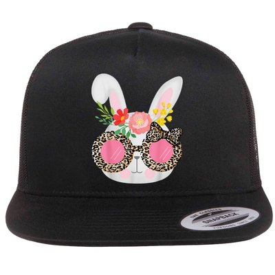 Cute Bunny Face Leopard Glasses Easter Flatbill Hat