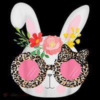 Cute Bunny Face Leopard Glasses Easter Flatbill Hat
