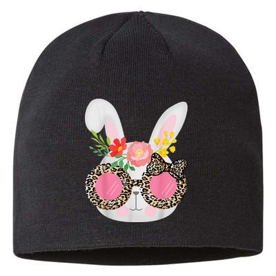 Cute Bunny Face Leopard Glasses Easter Sustainable Beanie