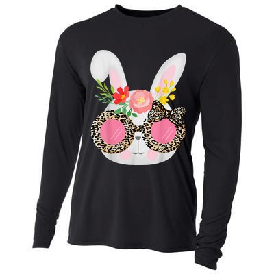 Cute Bunny Face Leopard Glasses Easter Cooling Performance Long Sleeve Crew