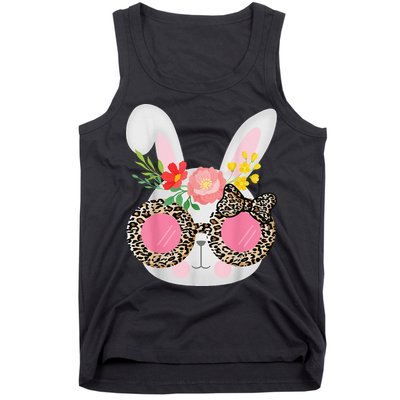 Cute Bunny Face Leopard Glasses Easter Tank Top