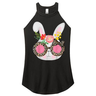 Cute Bunny Face Leopard Glasses Easter Women’s Perfect Tri Rocker Tank