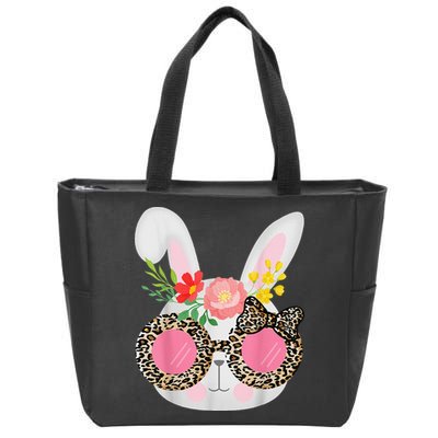 Cute Bunny Face Leopard Glasses Easter Zip Tote Bag