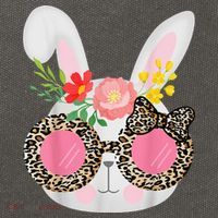 Cute Bunny Face Leopard Glasses Easter Cotton Canvas Backpack