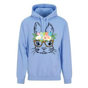 Cute Bunny Face With Leopard Glasses Women Easter Unisex Surf Hoodie