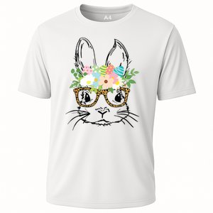 Cute Bunny Face With Leopard Glasses Women Easter Cooling Performance Crew T-Shirt