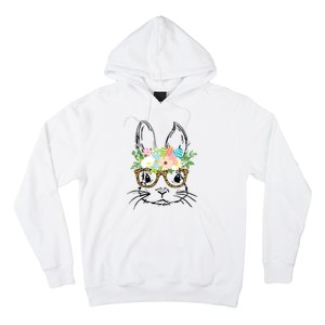 Cute Bunny Face With Leopard Glasses Women Easter Hoodie