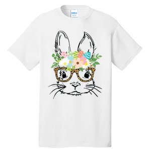 Cute Bunny Face With Leopard Glasses Women Easter Tall T-Shirt