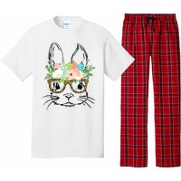 Cute Bunny Face With Leopard Glasses Women Easter Pajama Set