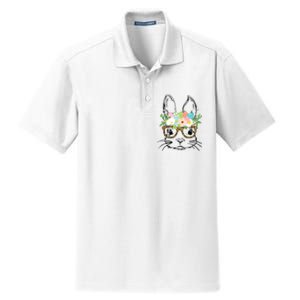 Cute Bunny Face With Leopard Glasses Women Easter Dry Zone Grid Polo