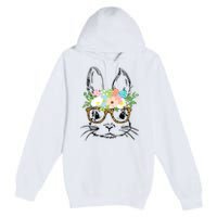 Cute Bunny Face With Leopard Glasses Women Easter Premium Pullover Hoodie