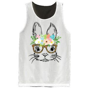 Cute Bunny Face With Leopard Glasses Women Easter Mesh Reversible Basketball Jersey Tank