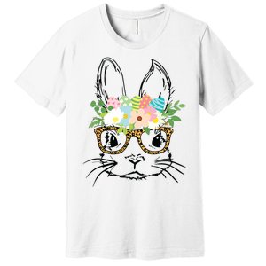 Cute Bunny Face With Leopard Glasses Women Easter Premium T-Shirt