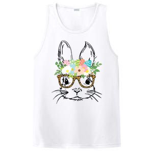 Cute Bunny Face With Leopard Glasses Women Easter PosiCharge Competitor Tank