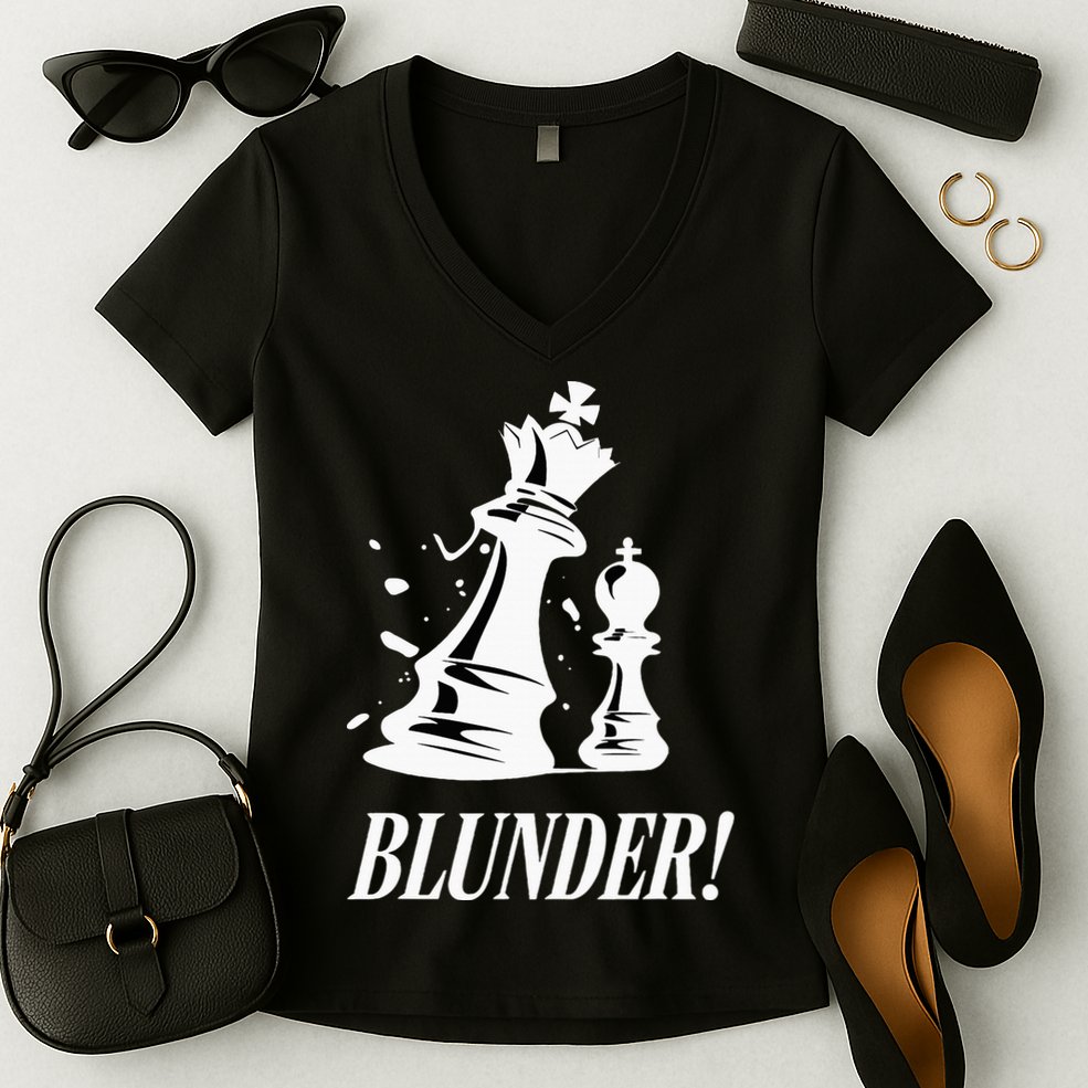 Chess Blunder Funny Player Joke Club Team Game Humor Women's V-Neck T-Shirt
