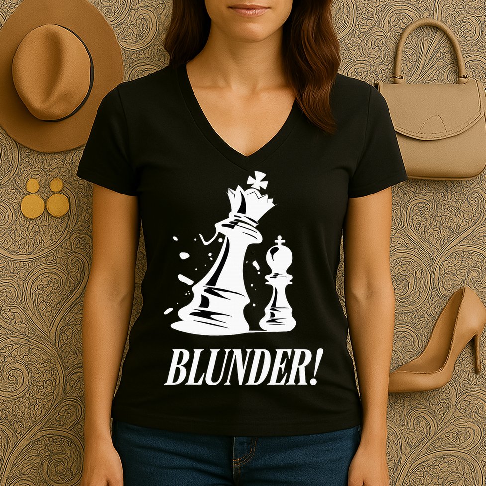 Chess Blunder Funny Player Joke Club Team Game Humor Women's V-Neck T-Shirt