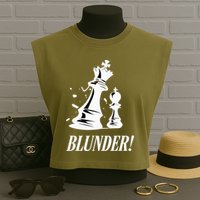 Chess Blunder Funny Player Joke Club Team Game Humor Garment-Dyed Women's Muscle Tee