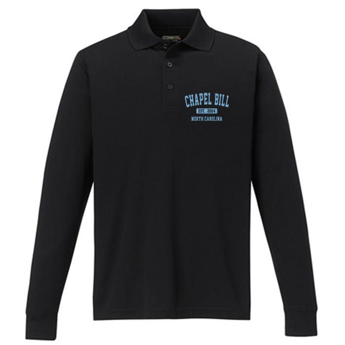 Chapel Bill Funny Sports Design North Carolina Performance Long Sleeve Polo