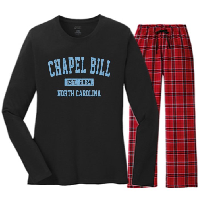 Chapel Bill Funny Sports Design North Carolina Women's Long Sleeve Flannel Pajama Set 