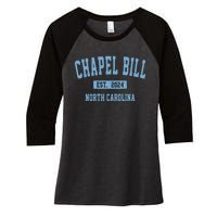 Chapel Bill Funny Sports Design North Carolina Women's Tri-Blend 3/4-Sleeve Raglan Shirt