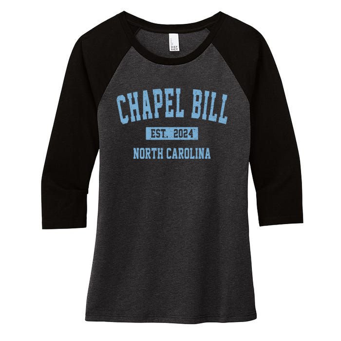 Chapel Bill Funny Sports Design North Carolina Women's Tri-Blend 3/4-Sleeve Raglan Shirt