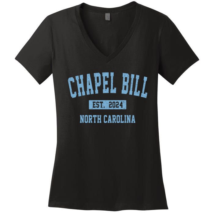 Chapel Bill Funny Sports Design North Carolina Women's V-Neck T-Shirt