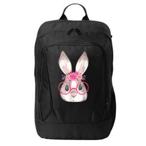 Cute Bunny Face Glasses Floral Rabbit Happy Easter Day City Backpack