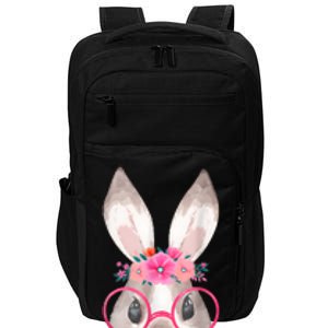 Cute Bunny Face Glasses Floral Rabbit Happy Easter Day Impact Tech Backpack