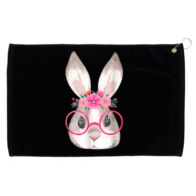 Cute Bunny Face Glasses Floral Rabbit Happy Easter Day Grommeted Golf Towel