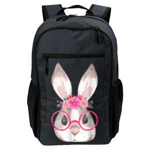 Cute Bunny Face Glasses Floral Rabbit Happy Easter Day Daily Commute Backpack