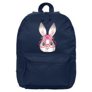 Cute Bunny Face Glasses Floral Rabbit Happy Easter Day 16 in Basic Backpack