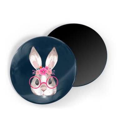 Cute Bunny Face Glasses Floral Rabbit Happy Easter Day Magnet